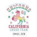 Rainbow unicorn heat transfer decal for clothes, California Cheer Team design, 19x21.5cm. - Cheer Team Unicorn Style (DH0369) / 19x21.5cm