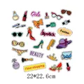 Summer cartoon fashion iron-on transfer stickers with lipstick and high heel patterns - High Heels and Perfume Bottle Illustration (DH0211)