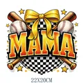 American baseball Mama heat transfer sticker for clothing, 22x20cm vibrant sports pattern - Baseball MAMA Silk Bow Pattern (DS2109)