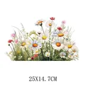 Pegatina de transferencia de calor de flores primaverales acuarela para ropa 25x14,7cm - Estilo Acuarela Primavera Mariposa Floral (DS098)