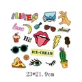 Summer cartoon heat transfer stickers 23x21.9cm for clothing DIY - Pizza and Sunglasses Pop Mix (DH0213)