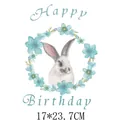Cute rabbit with blue floral wreath heat transfer patch for DIY clothing 17x23.7cm size - 17x23.7cm