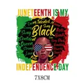 Bunter Juneteenth DTF-Bügelbild-Patch für T-Shirts in der Größe 7x8cm Design - Afro Sonnenbrille Mädchen Muster (AT1636)