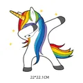 Cute rainbow dabbing unicorn heat transfer decal for clothes 22x22cm - Dabbing Unicorn Style (DH074) / 22x22.1cm