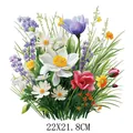 Pegatina de transferencia térmica ramo flores acuarela para ropa 22x21.8cm - Estilo Acuarela Primavera Mariposa Floral (DS0100)