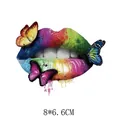 Vibrant watercolor lip and butterfly heat transfer sticker for DIY clothing décor, 8x6.6cm - AT0912