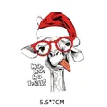 Weihnachts-Giraffe Cartoon Wärmeübertragung Aufkleber zum Aufbügeln 5,5x7cm - Mini Giraffe mit Brille (AT0584) / 5.5x7cm