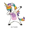 Colorful cute dabbing unicorn heat transfer patch for clothing DIY decoration 20.1x22cm - Dabbing Unicorn Style (DH076)