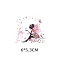 Colorful fairy girl silhouette heat transfer sticker iron-on decal for clothes 6x5.3cm - Pink Wings Floral Dress Girl (AT0403) / 6*5.3CM
