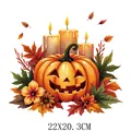 Vibrant Halloween pumpkin and lit candles heat transfer decal for T-shirt DIY printing 22x20cm - DS0715 (Pumpkin and Candle)