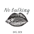 Detailed lips with zipper No Talking design heat transfer sticker for clothing DIY 8x5.9cm - AT0938