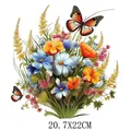 Parche termoadhesivo de flores y mariposa acuarela para ropa, tamaño 20,7x22cm - Estilo Acuarela Primavera Mariposa Floral (DS0105)