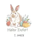 Hand-drawn cartoon rabbit Easter egg heat transfer decal for clothing 7.4x8cm size - Easter Rabbit Style (AT0961)