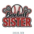 Sporty Baseball Sister heat transfer patch featuring leopard hearts for clothing, 24x18.5cm - Baseball Sister Leopard Heart Pattern (DS2116)