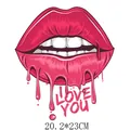 Red sexy lips heat transfer sticker for clothing, 20.2x23cm durable DIY iron-on decal - 20.2*23CM / Fluid Love Lips Style DH0692
