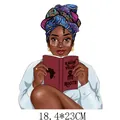 18.4x23cm African girl heat transfer patch for clothing with Know Your Roots design - African Woman Reading Pattern (DH0826)