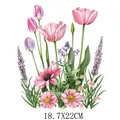 Pink floral bouquet heat transfer decal for garments with 18.7x22cm size marking - Beautiful Hand-Drawn Mixed Flowers (DF0206)