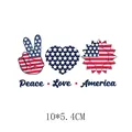 USA Independence Day heat transfer decal featuring flag heart and Peace Love America - Peace Love Sunflower Pattern (AT1248) / 10x5.4cm Pack