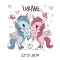 Cute cartoon unicorn heat transfer patch for clothing with U&ME text design, 22x21.8cm - U&ME Unicorn Style (DH0145)