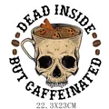 Autocollant transfert thermique tasse crâne 22.3x23cm pour vêtement personnalisé - Tasse Crâne de Vampire avec Citrouille (DH1552)