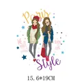 Cute Paris style girls iron-on heat transfer sticker for clothing DIY decoration - Paris Style Fashion Girl (AT0629) / 15.6*19CM
