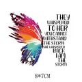 Colorful butterfly wing heat transfer sticker with I am the storm quote 8x7cm size - AT0898