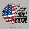 American flag sunflower heat transfer sticker for Independence Day clothing decoration - Sunflower Home Slogan Pattern (DH0989) / 24x19.7cm Pack