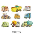 Set mit Cartoon Baufahrzeugen Hitzetransfer Aufklebern für Kleidung Patches 24x17cm - 24x17cm / Cartoon Auto Serie (DH0485)