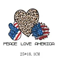 Patriotic American flag heart and sunflower heat transfer decal for clothes 25x18cm - Leopard Peace Sunflower Pattern (DH0990) / 25x18.1cm Pack