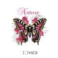 Vibrant pink butterfly and rose heat transfer decal sticker for clothing DIY, 7.7x8cm size - AT0574