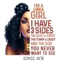 Libra girl themed iron-on heat transfer decal featuring an artistic portrait, 22x22.6cm - Libra Girl Pattern (DH0850)