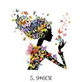 Colorful butterfly and flower girl silhouette heat transfer sticker for clothes, 5.9x6cm - 5.9*6CM