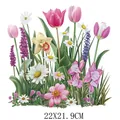 Detailed pink floral garden heat transfer sticker for DIY clothing iron-on, 22x21.9cm - Watercolor Style Spring Garden (DF0211)