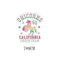 Colorful rainbow unicorn heat transfer sticker decal for clothes DIY projects, size 7x8cm - Cheer Team Unicorn Style (AT0461)