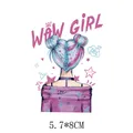 Cute girl with blue space buns illustration iron-on heat transfer sticker 5.7x8cm size - 5.7*8CM
