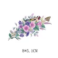 Adesivo a trasferimento termico con uccelli e fiori per DIY, misura 8x5,1 cm largo - Stile Uccello e Farfalla (AT0957)