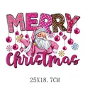 Pink Santa Claus heat transfer patch for clothing DIY Christmas decor 25x18.7cm - Pink Santa Claus (DH2051) / 25x18.7cm