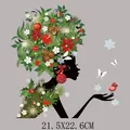 Kerst vrouwelijk silhouet warmteoverdracht sticker voor kleding DIY 21.5x22.6cm - 21.5x22.6cm