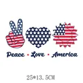 Adesivo a trasferimento termico cuore bandiera americana Peace Love America DIY - Confezione 25x13.5cm