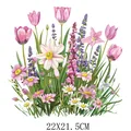 Vibrant pink and white floral heat transfer sticker for DIY clothing, size 22x21.5cm - Pink White Tulip Daisy Combo (DF0216)