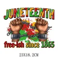 Juneteenth heat transfer patch for clothing, free-ish since 1865 design, 23x18.2cm size - Juneteenth Breaking Chains Style (DS03)