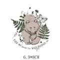 Patch termoadesiva orso selvatico e felci per decorazione abbigliamento fai-da-te 6.9x8cm - Stile Orso Selvaggio (AT0928)