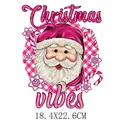 Pink Santa Claus heat transfer patch for clothing DIY decoration, 18.4x22.6cm - Santa Claus Face (DH2054) / 18.4X22.6cm