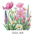 Pink flower bouquet heat transfer vinyl sticker for clothing decoration, size 22x21.8cm - Fresh Natural Mixed Floral (DF0217)