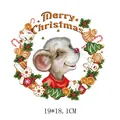 Kerstmuis krans warmteoverdracht sticker voor kleding decoratie, maat 19x18,1 cm - 19x18.1cm