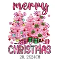 Pink Christmas tree heat transfer vinyl sticker for clothing DIY decoration, 20.2x24cm - 20.2X24cm