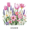 Vibrant pink floral bouquet heat transfer decal for clothing DIY decoration, 22x20cm - Colorful Mixed Floral Illustration (DF0219)
