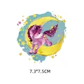 Autocollant de transfert thermique licorne coloré pour vêtements d'enfants, taille 7,3x7,5 cm - Licorne Rose à Crinière Violette (AT018) / 7.3x7.5cm