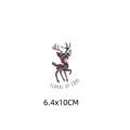 Autocollant de transfert thermique silhouette de cerf à fleurs pour vêtements enfants - 6.4x10cm