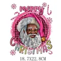 Vibrant pink Christmas Santa Claus heat transfer sticker for DIY clothing decoration 18.7x22.8cm - 18.7X22.8cm